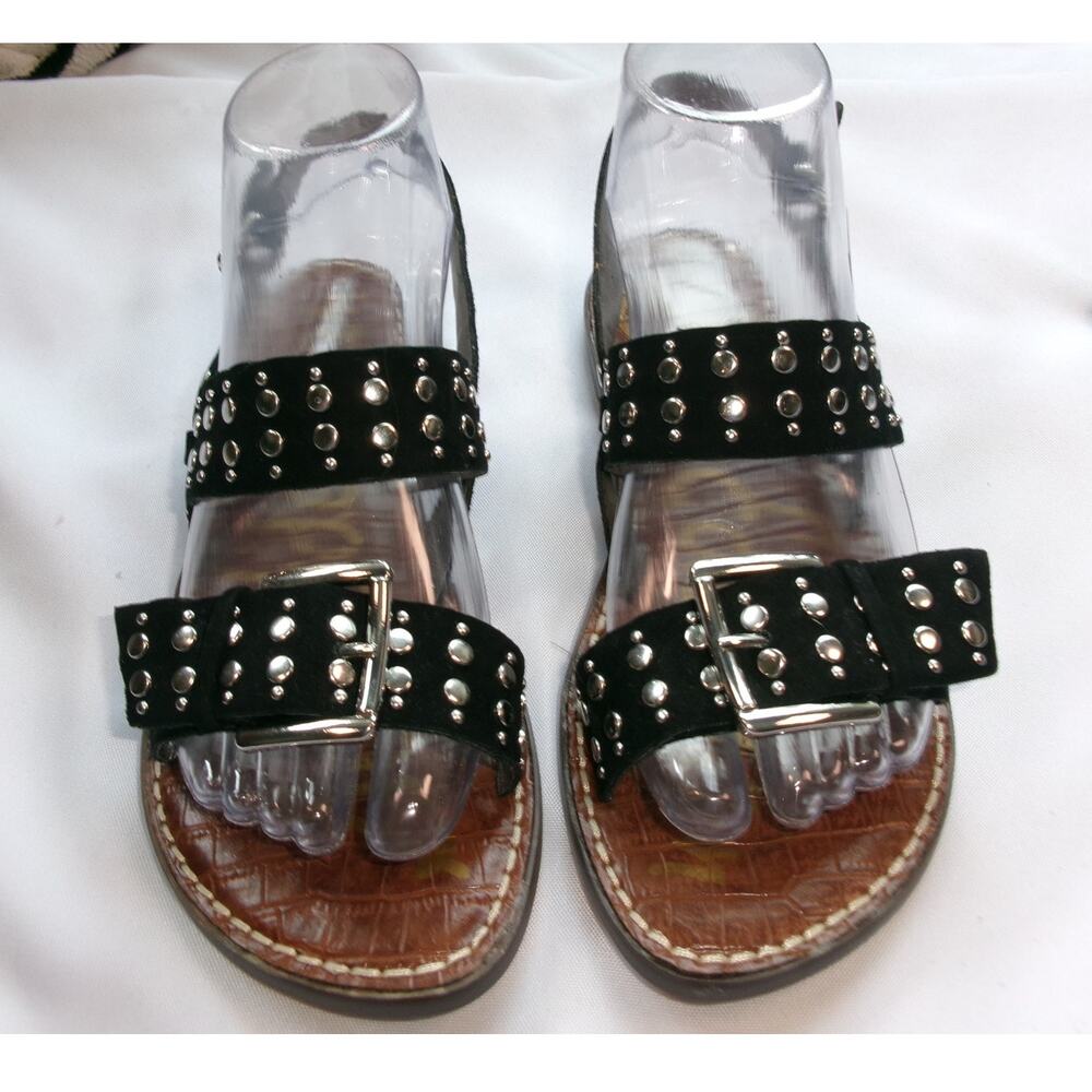 Sam Edelman Glade Studded Suede Gladiator Sandals Black Women's Size 6.5
